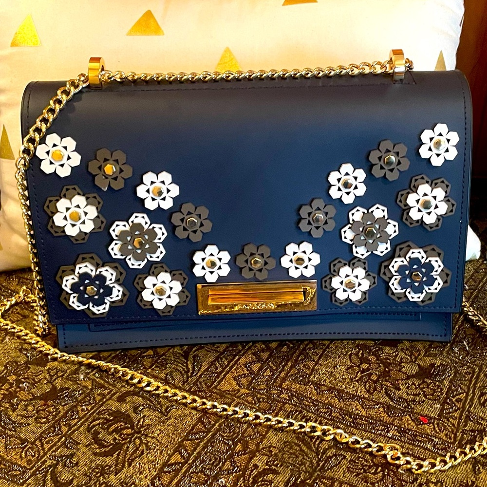 Zac Posen Earthette Floral Leather Shoulder Bag